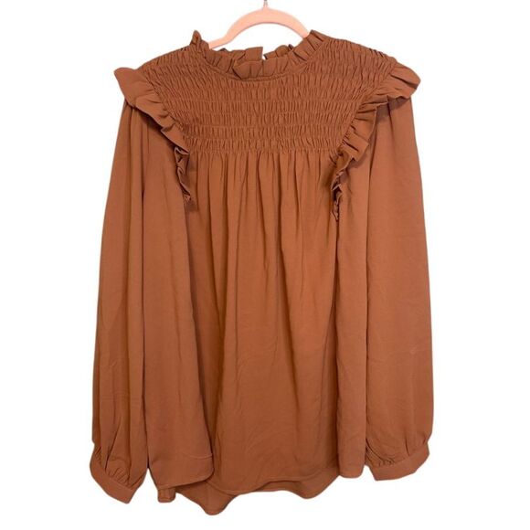 JODFL Smocked‎ Ruffle Blouse Long Sleeve Romantic Cottagecore Top - Picture 1 of 5